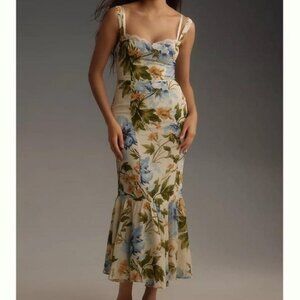 NWT Reformation Irisa Sweetheart Floral Midi Dress Size 2 Botanist